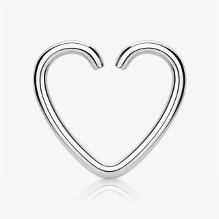 Piercing Argola de Aço em formato de coração prateado com clicker dobrável
