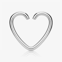 Piercing Argola de Aço Coração Dobrável Prateado Clicker
