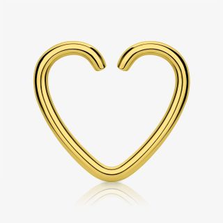 Piercing Argola de Aço em formato de coração dourado dobrável