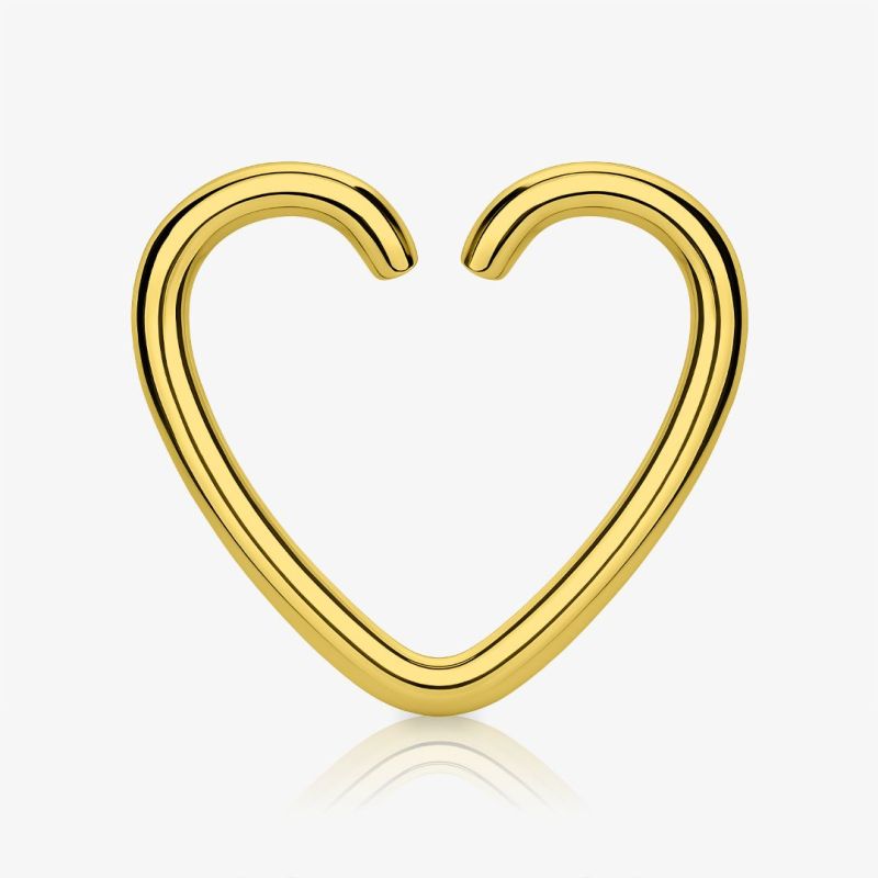 Piercing Argola de Aço em formato de coração dourado dobrável