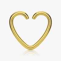 Piercing Argola de Aço Coração Dourado Dobrável