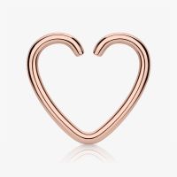 Piercing Argola de Aço com Coração Rosé Dobrável