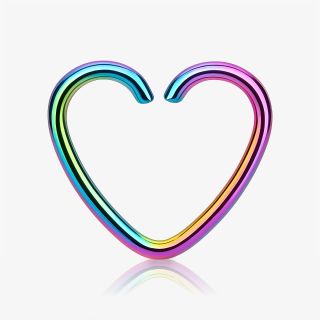 Piercing Argola de Aço em formato de coração rainbow dobrável