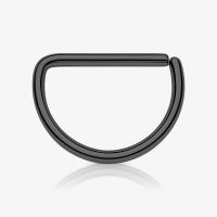 Piercing Argola de Aço Preta Dobrável com Design Meia Lua