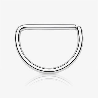 Piercing Argola de Aço prateado em formato meia lua com fecho dobrável