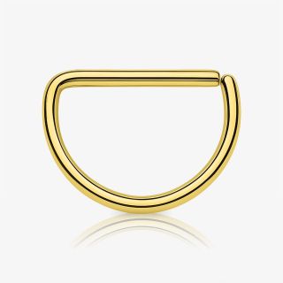Piercing Argola de Aço dourado dobrável em formato de meia lua para orelha