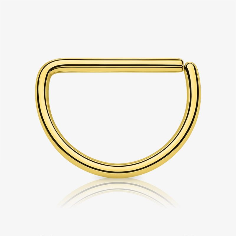 Piercing Argola de Aço dourado dobrável em formato de meia lua para orelha