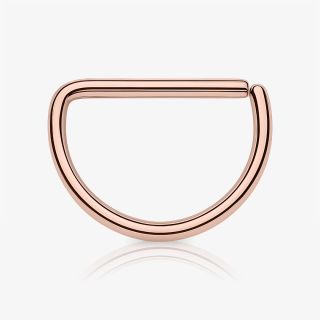 Piercing argola de aço rosê em formato de meia lua com fecho dobrável