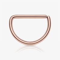 Piercing Argola de Aço Rosê Meia Lua Dobrável Unissex