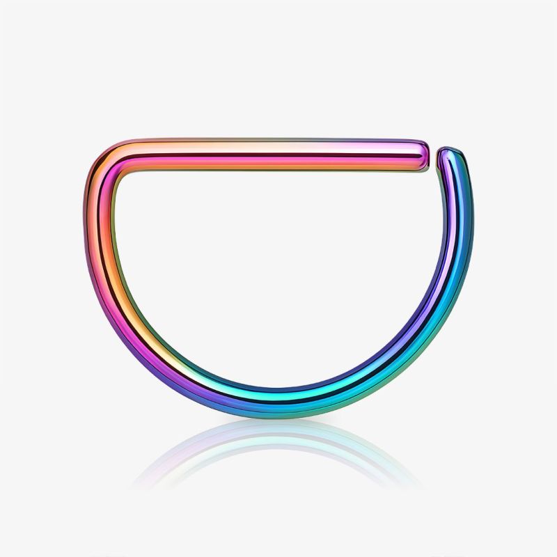 Piercing argola de aço meia lua colorida dobrável em aço cirúrgico