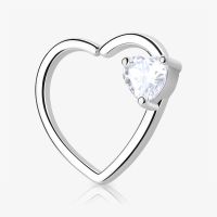 Piercing Argola Dobrável Coração com detalhe brilhante