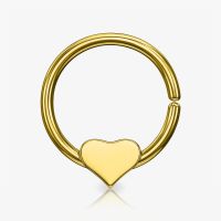 Piercing Argola Dobrável Dourada com Coração Removível