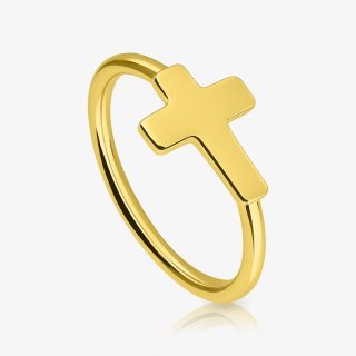 Piercing Argola Dobrável Dourado com cruz pendente em aço cirúrgico