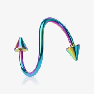 Piercing Espiral Spike Aço Cirúrgico Colorido Rainbow