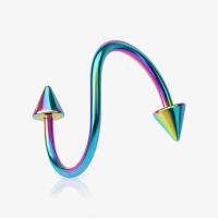 Piercing Espiral Spike Aço Cirúrgico Colorido Rainbow