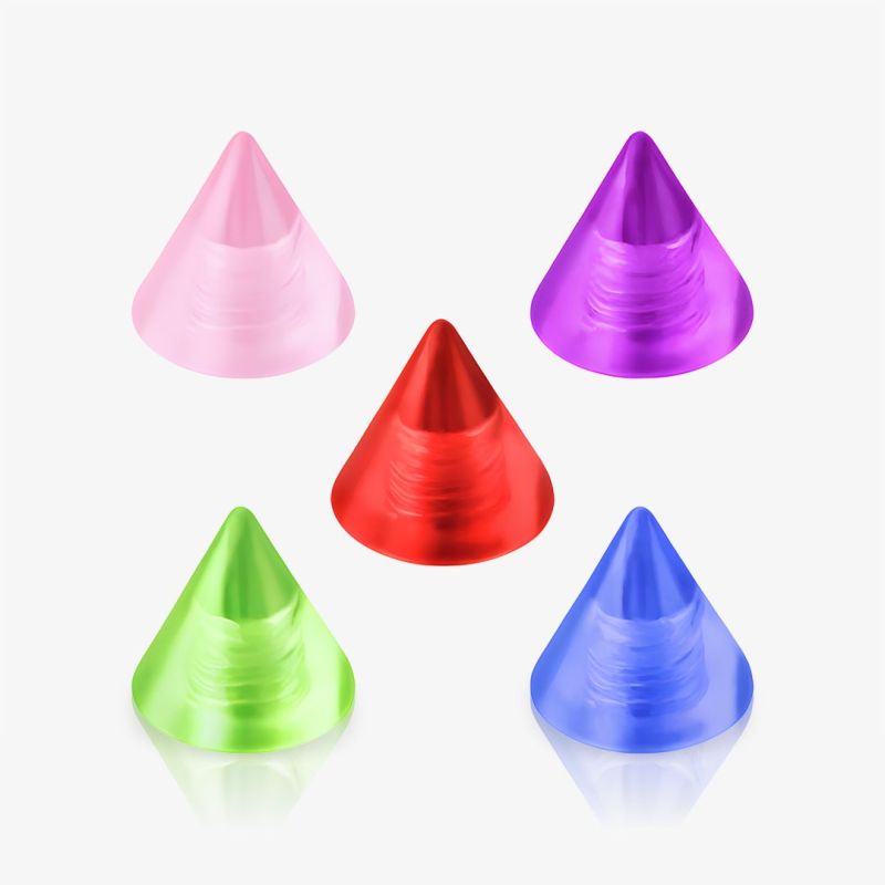 Spike de acrílico translúcido colorido para reposição de piercing