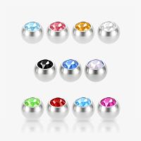 Bolinha de Aço Cirúrgico com Strass Prateada 1,2mm