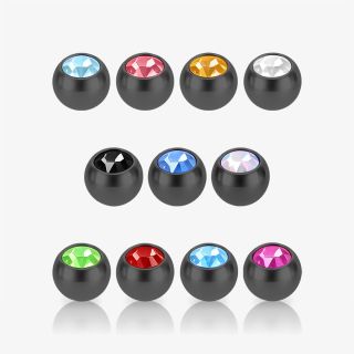 Bolinha de Aço Cirúrgico preta com strass para reposição de piercing