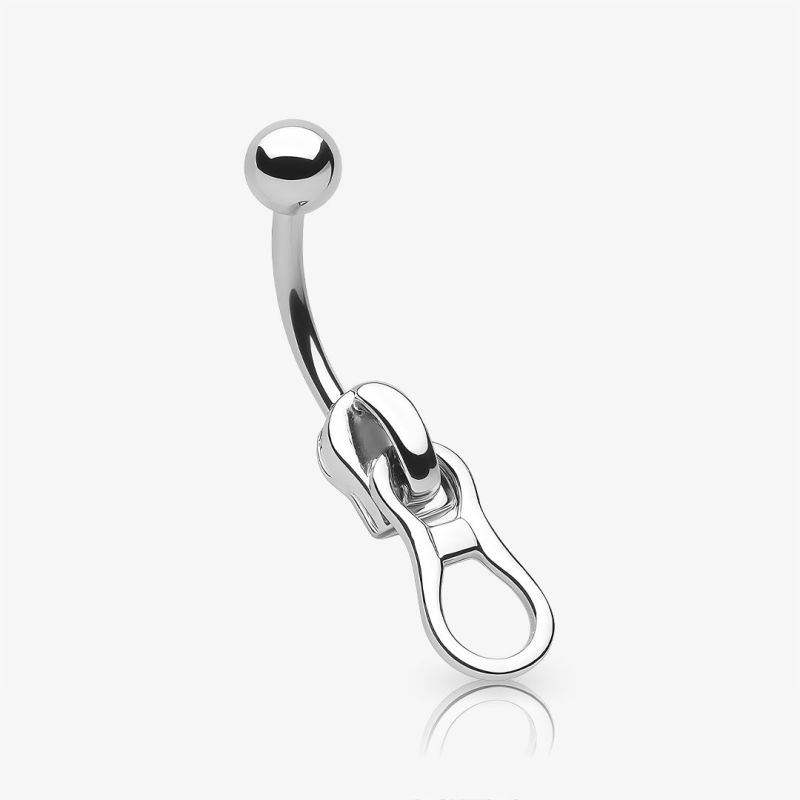 Piercing umbigo zíper de aço cirúrgico com design criativo e exclusivo