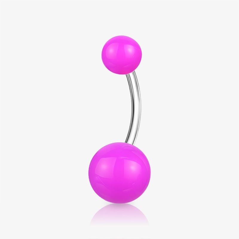 Piercing Umbigo Bolinhas Acrílicas com haste de aço e bolinhas coloridas