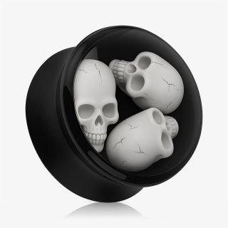 Alargador Plug Acrílico 3 Caveiras 3D - Acrílico