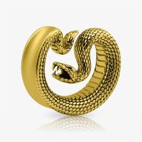 Plug Cobra Enrolada Aço Dourado: Exclusividade | ALARGS