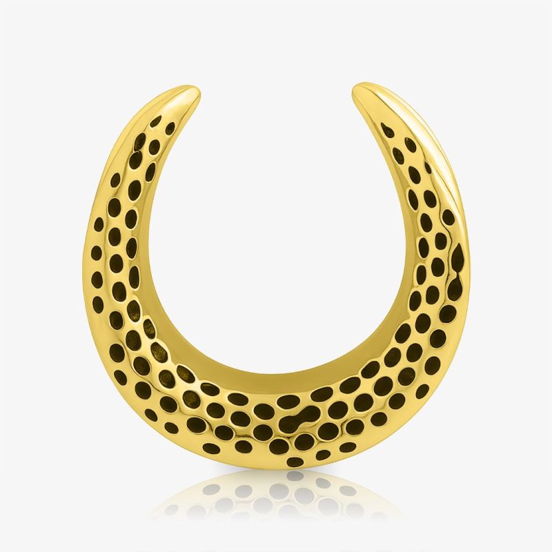 Plug Aço Cirúrgico Dourado Polka Dot - Início