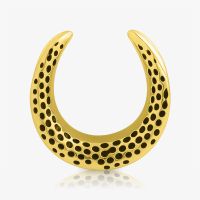 Plug Aço Cirúrgico Dourado Polka Dot é na ALARGS