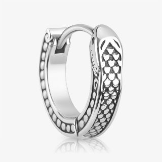 Brinco Masculino Cobra Unidade prateado com design detalhado em formato de serpente