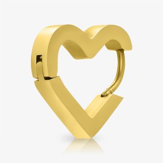 Brinco Dourado Love com formato de coração e acabamento minimalista