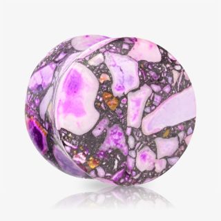 Plug de Pedra Rosa em formato gota com acabamento polido e tom natural