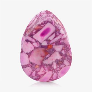 Plug de Pedra Rosa em formato de gota com superfície polida e brilho natural