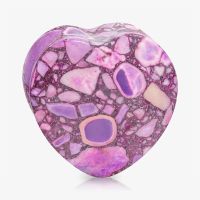 Plug de Pedra Rosa formato coração em pedra natural