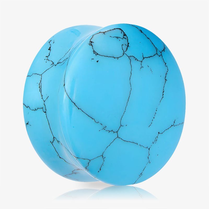 Plug de Pedra Turquesa Azul com acabamento polido em formato fechado
