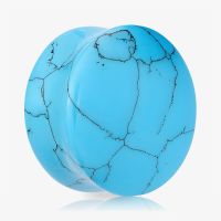 Plug de Pedra Turquesa com acabamento natural e polido
