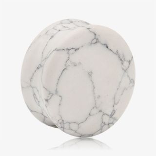 Plug de Pedra Howlita branco com superfície polida e formato anatômico