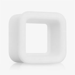 Plug Silicone Branco Quadrado vazado com acabamento liso e formato anatômico