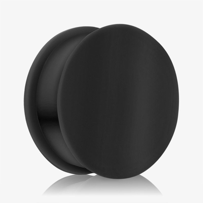 Plug de silicone preto fechado para alargador de orelha flexível