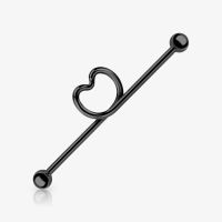 Piercing Transversal Laço com detalhe de coração preto