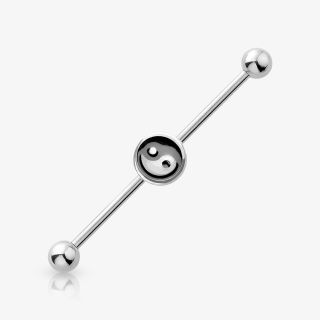 Piercing Transversal Ying Yang de aço cirúrgico com símbolo Yin Yang