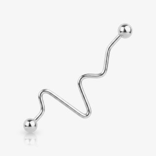 Piercing Transversal Batimento em aço cirúrgico prateado com design de batimentos cardíacos