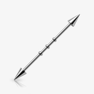Piercing Transversal Corrugado Spike prateado em aço cirúrgico