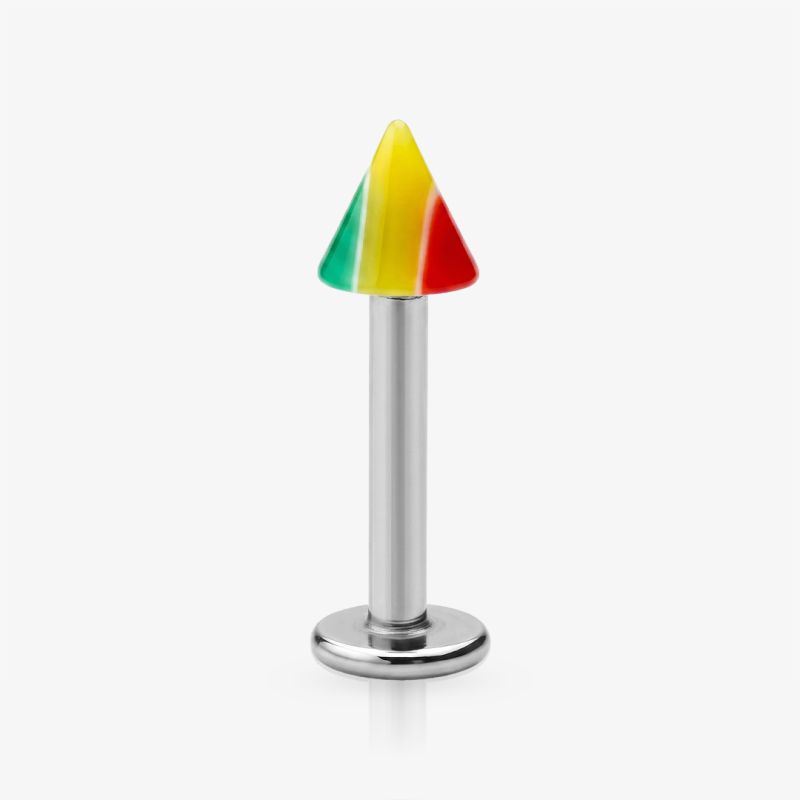 Piercing Labret Monroe Prateado Spike Reggae estiloso