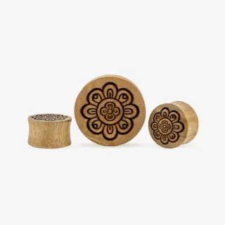 Alargador Plug Gravado Flor III - Gravado à Laser