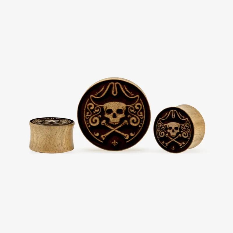 Alargador Plug Gravado Medalhão Pirata - Gravado à Laser