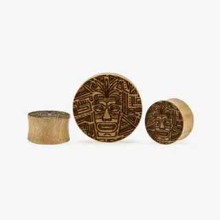 Alargador Plug Gravado Tiki - Gravado à Laser