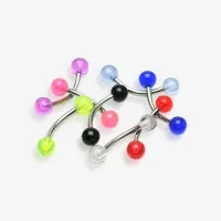 Piercing Curvo Bolinha Translúcida em Aço Cirúrgico Prateado