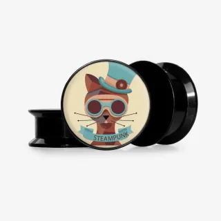 Plug Gato Steampunk - Base Selecionável - Vintage