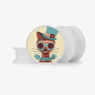 Plug Gato Steampunk - Base Selecionável - Vintage