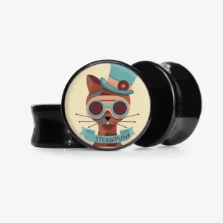 Plug Gato Steampunk - Base Selecionável - Vintage